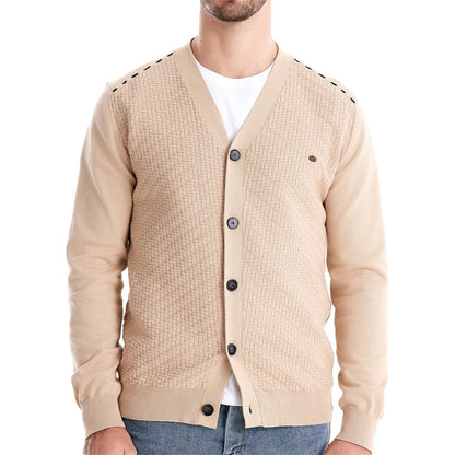 V-Neck Button-Up Cotton Cardigan