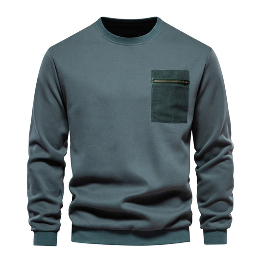Strets & Hill Cotton Zip Pocket Sweatshirt for Men
