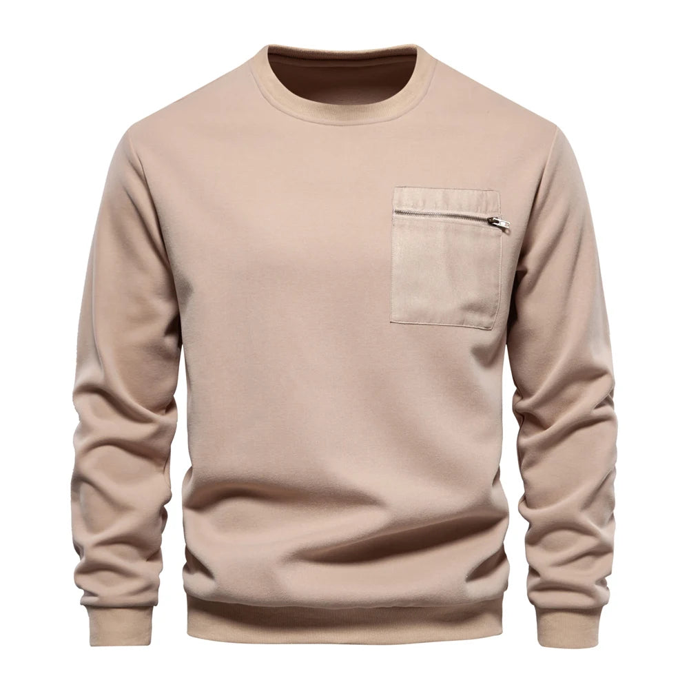 Strets & Hill Cotton Zip Pocket Sweatshirt for Men