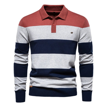 Strets & Hill Men's Cotton Button-Up Polo Sweater Knit Top