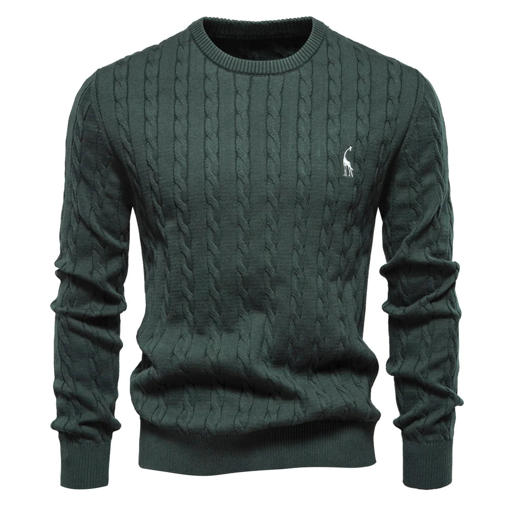 Strets & Hill Giraffe Knitted Sweater for Men, Cozy Style