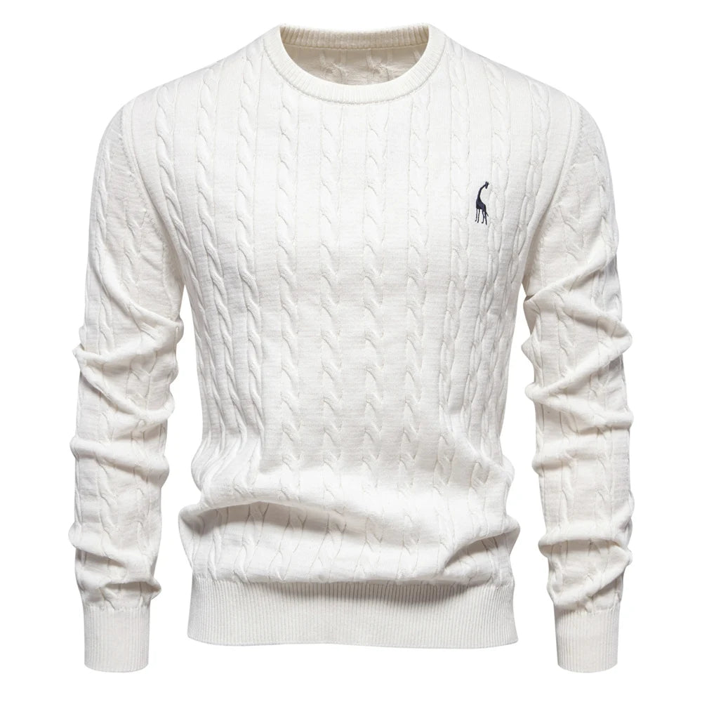 Strets & Hill Giraffe Knitted Sweater for Men, Cozy Style