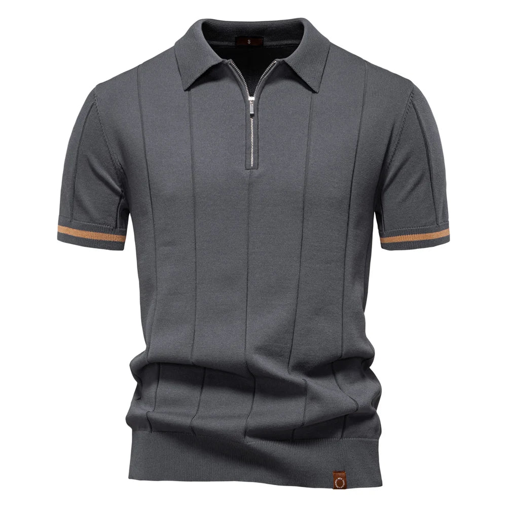 Slim Fit Zipper Polo Shirt