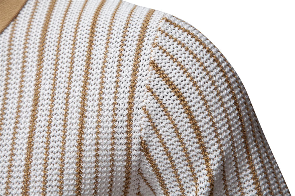 Striped Mesh Polo Shirt