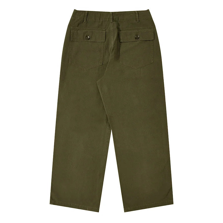 American Retro Army Green Overalls Casual Pants