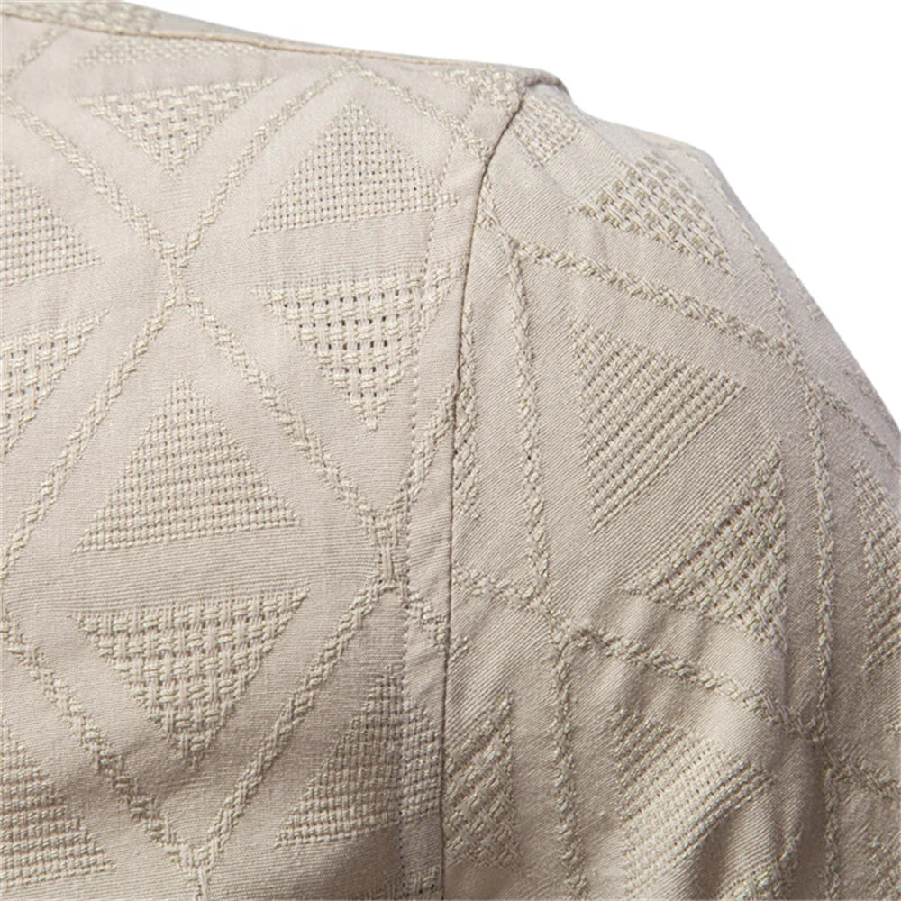 ストレッツ＆ヒル メンズ カジュアル コットン ジャカード サマーシャツ