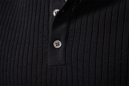 Long Sleeve Button Placket Polo Shirt Men