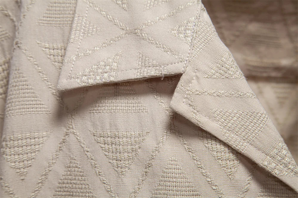 ストレッツ＆ヒル メンズ カジュアル コットン ジャカード サマーシャツ