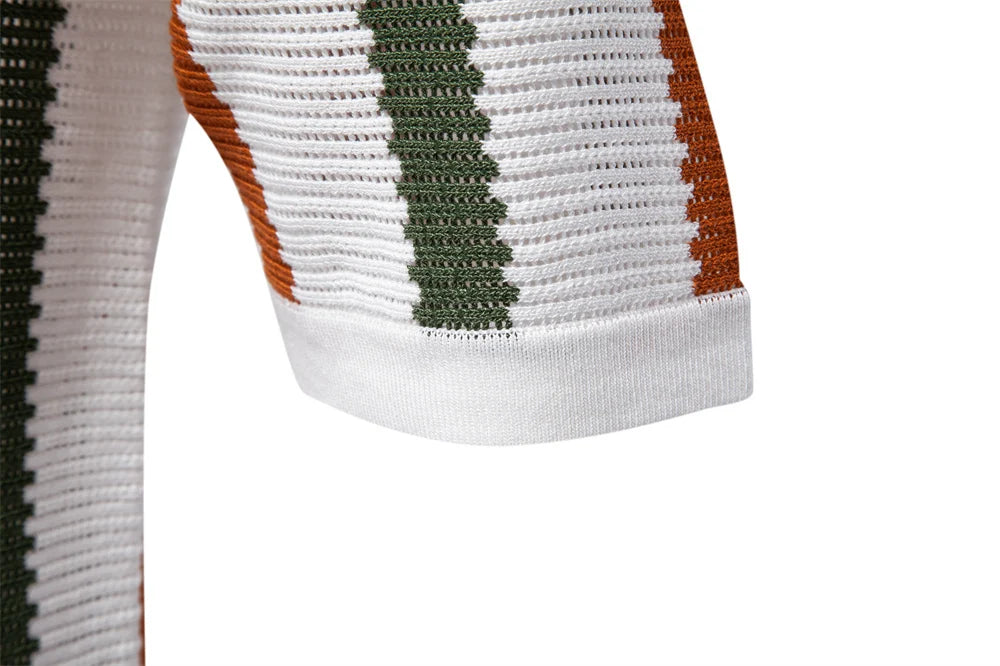 Ribbed Knit Polo Shirt