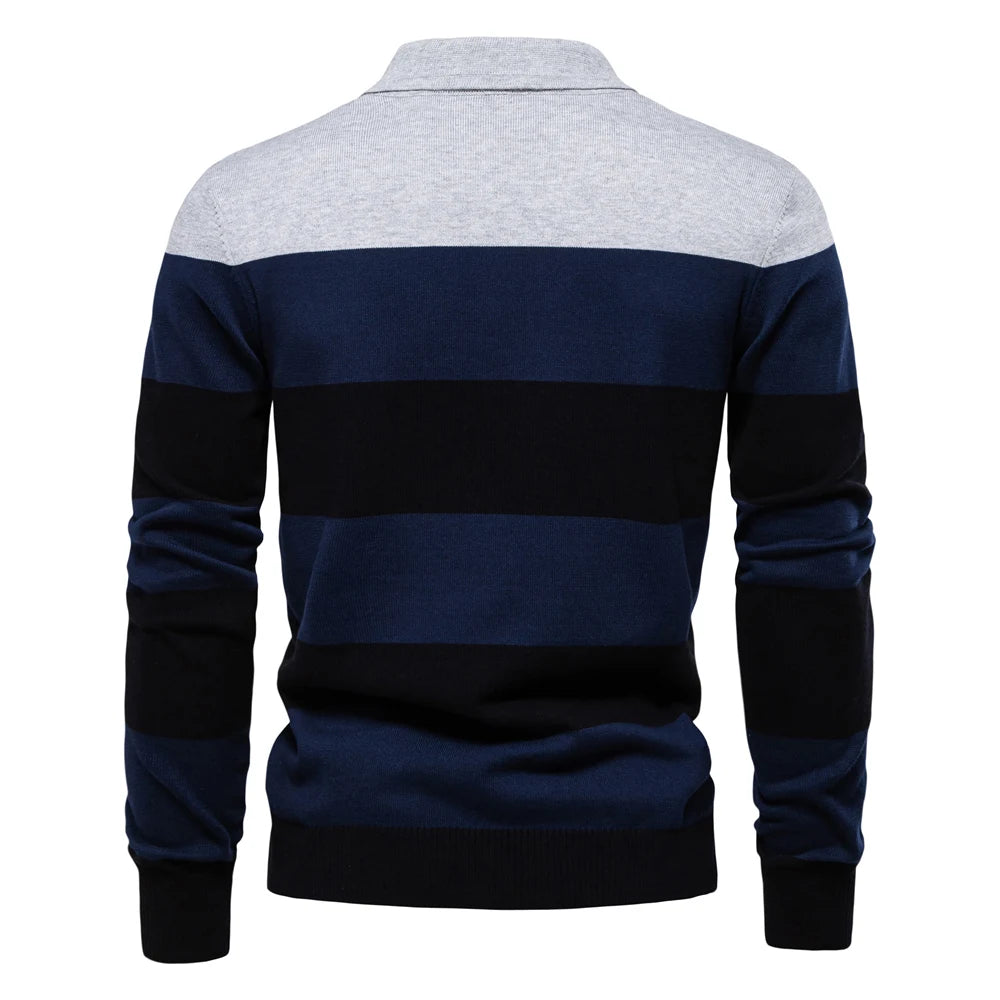 Strets & Hill Men's Cotton Button-Up Polo Sweater Knit Top