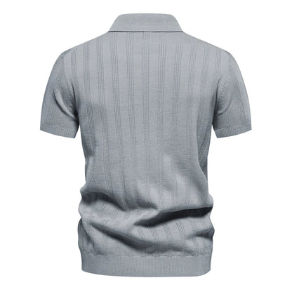 Strets & Hill Summer Ribbed Knit Polo Shirt for Men