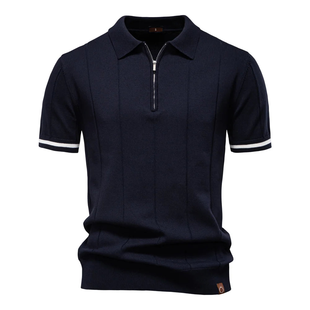 Slim Fit Zipper Polo Shirt