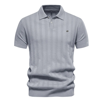 Strets & Hill Summer Ribbed Knit Polo Shirt for Men