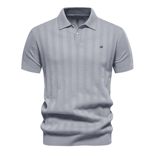 Strets & Hill Summer Ribbed Knit Polo Shirt for Men
