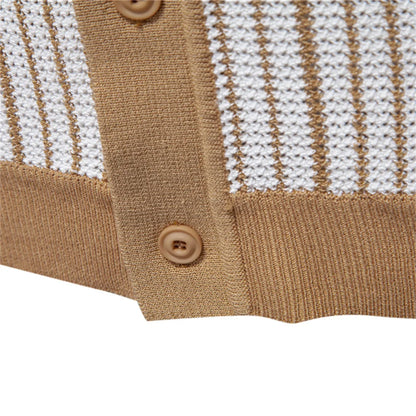 Striped Mesh Polo Shirt