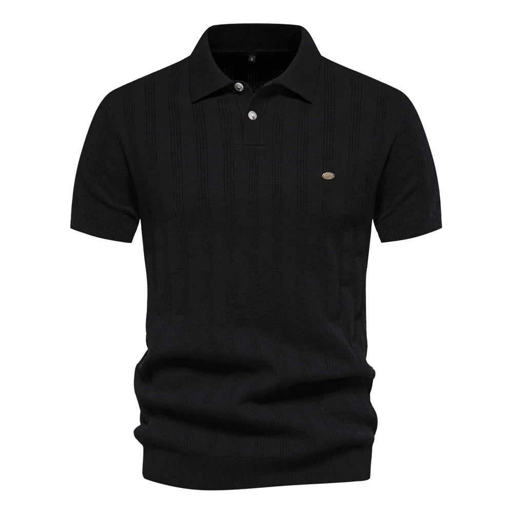 Strets & Hill Summer Ribbed Knit Polo Shirt for Men
