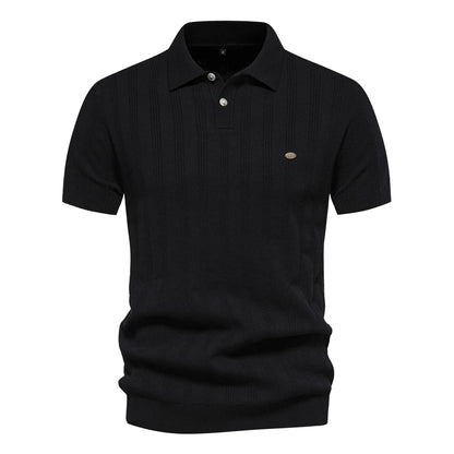 Strets & Hill Summer Ribbed Knit Polo Shirt for Men