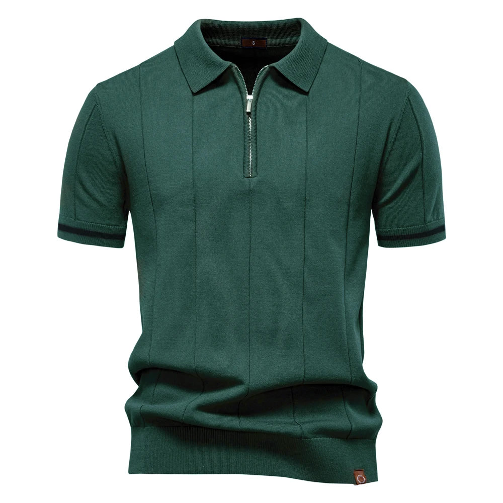Slim Fit Zipper Polo Shirt