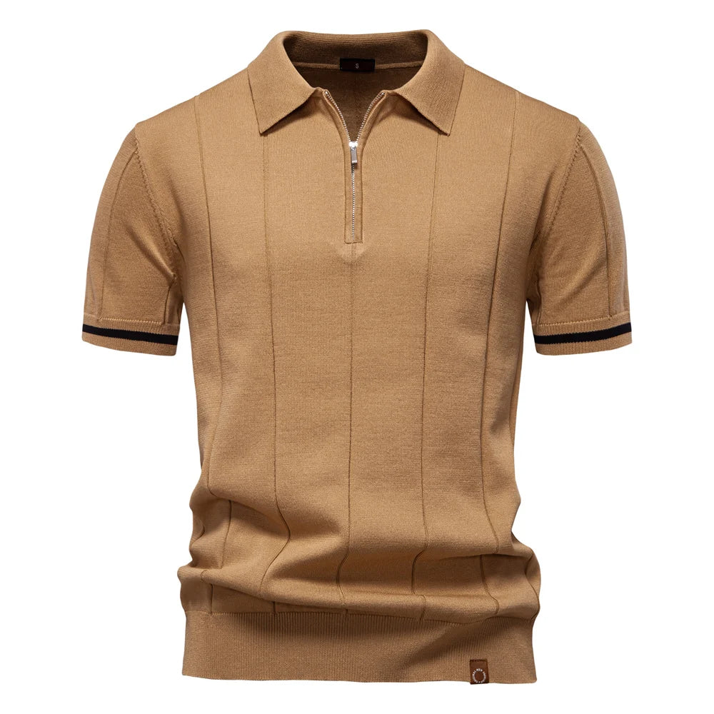 Slim Fit Zipper Polo Shirt