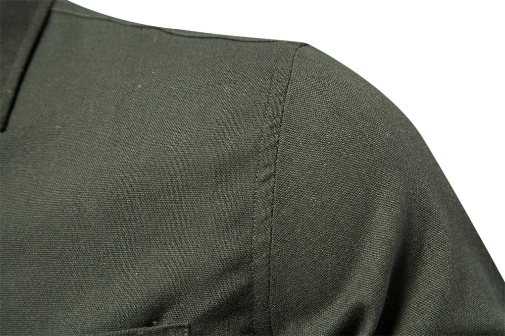 Strets & Hill Men's Cotton Long Sleeve Pocket Shirt, Solid Color