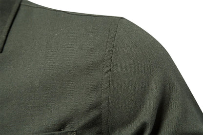 Strets & Hill Men's Cotton Long Sleeve Pocket Shirt, Solid Color