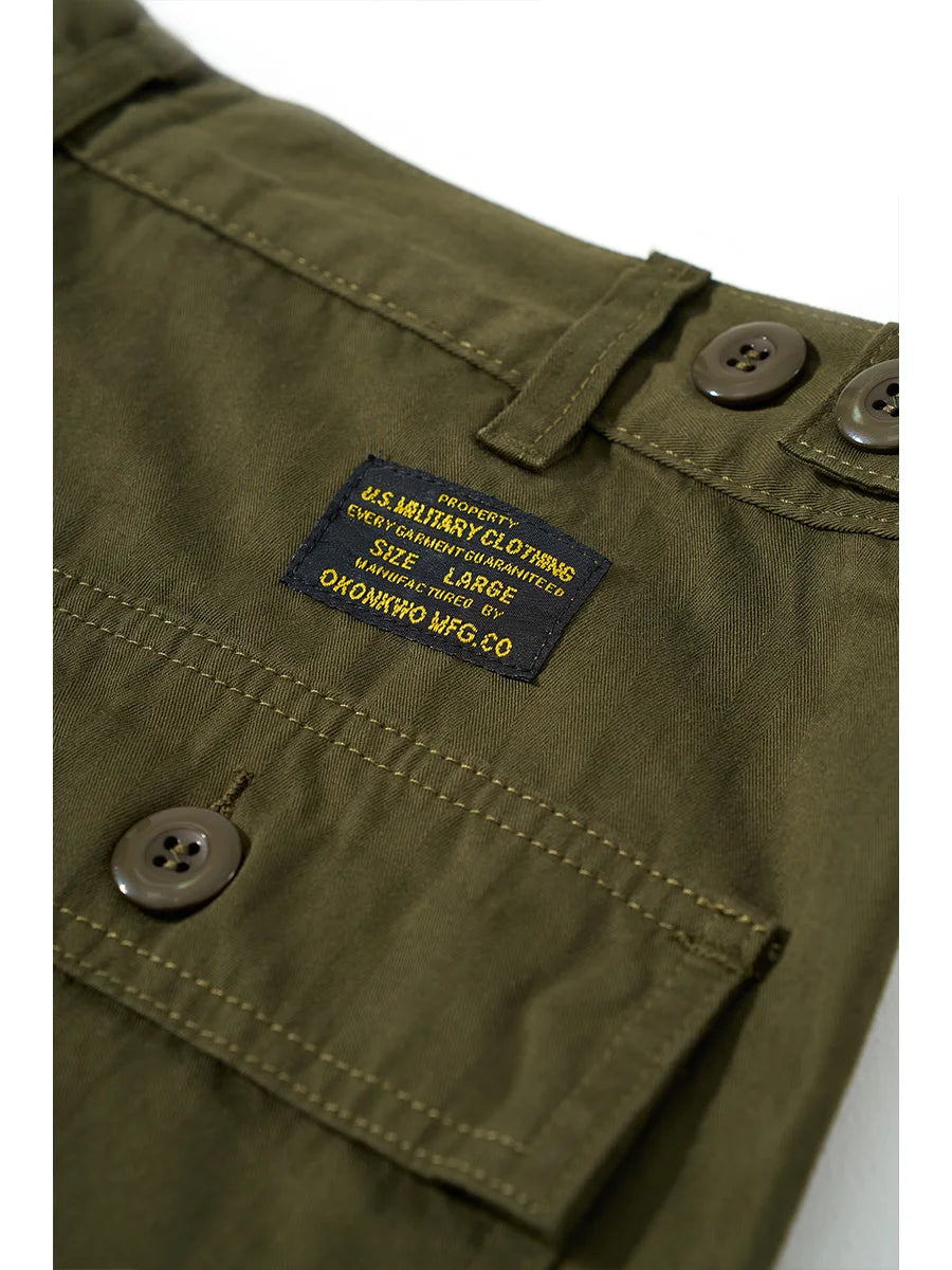 American Retro Army Green Overalls Casual Pants