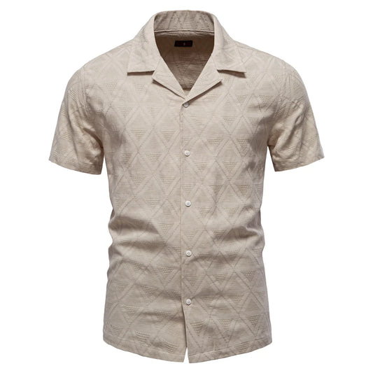 Strets & Hill Men's Casual Cotton Jacquard Summer Shirt