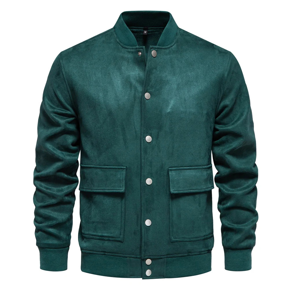 Strets & Hill Men's Suede Bomber Jacket for Casual Style