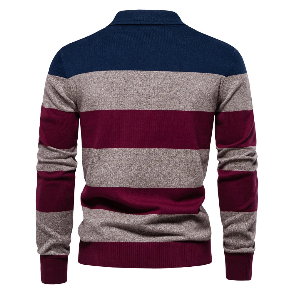 Strets & Hill Men's Cotton Button-Up Polo Sweater Knit Top