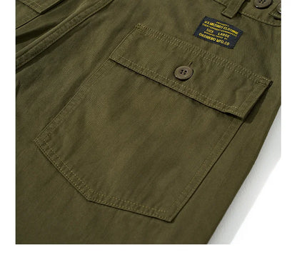 American Retro Army Green Overalls Casual Pants