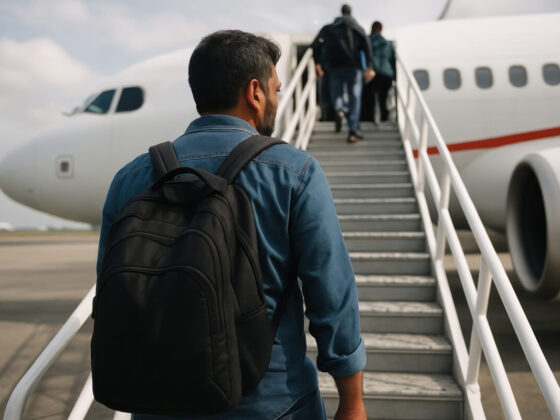 Passenger boarding a plane